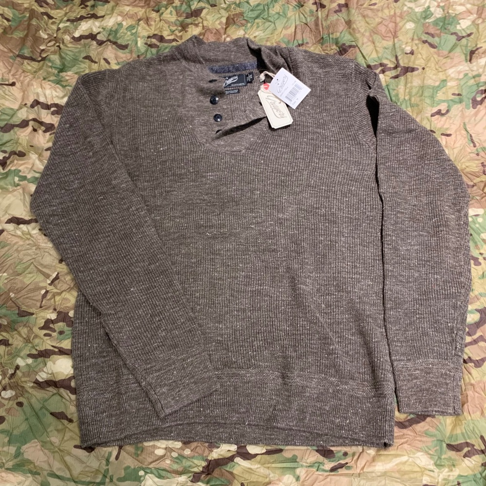 BNWT Grayers Wool / Linen Henley Sweater, Olive, Size M